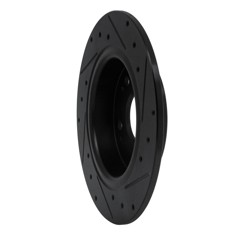 Honda CR-Z Brake Rotor (1) - Rear Left - R1 Concepts - Drilled & Slotted - Black - 2016